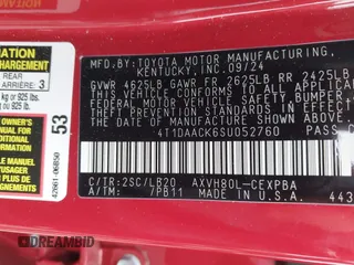 2025 Toyota Camry LE with VIN 4T1DAACK6SU052760, listed as a IAAI auction lot 41923980 with 5,586 mi miles and . Bid and sale history available at DreamBid. Image 9.