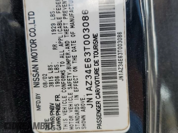 2003 Nissan 350Z Touring z VIN JN1AZ34E63T003086, wystawiony jako Copart lot #54011315 z przebiegiem 222 583 mil mil oraz Szkoda całkowita • Salvage title. Historia ofert i sprzedaży dostępna na DreamBid. Obrazek 12.