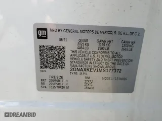 2021 Chevrolet Equinox LT with VIN 3GNAXKEV1MS177372, listed as a Copart auction lot 51144655 with 89,096 mi miles and Salvage Title. Bid and sale history available at carsss.com. Image 13.