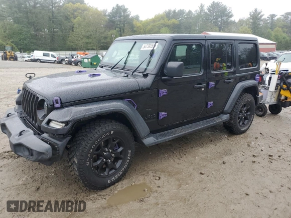 2020 Jeep Wrangler Unlimited Sport S with VIN 1C4HJXDG7LW170227, listed as a Copart auction lot 54739265 with 54,016 mi miles and Salvage title. Bid and sale history available at DreamBid. Image 1.