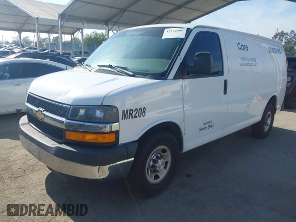 2016 Chevrolet Express Cargo Van with VIN 1GCWGAFF0G1323959, listed as a IAAI auction lot 42172260 with 211,384 mi miles. Bid and sale history available at carsss.com. Image 2.