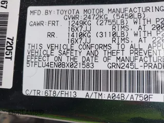 2011 Toyota Tacoma with VIN 5TFLU4EN0BX021583, listed as a IAAI auction lot 41937302 with 249,251 mi miles. Bid and sale history available at carsss.com. Image 9.