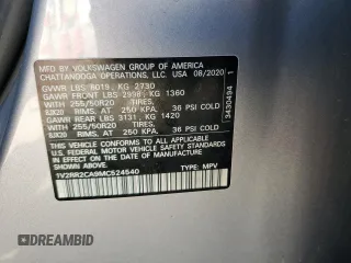2021 Volkswagen Atlas SE with VIN 1V2RR2CA9MC524540, listed as a Copart auction lot 57442625 with 94,820 mi miles and Salvage title. Bid and sale history available at DreamBid. Image 13.