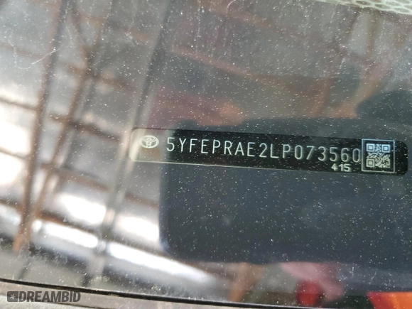 2020 Toyota Corolla LE with VIN 5YFEPRAE2LP073560, listed as a Copart auction lot 48123245 with 123,497 mi miles and Salvage Title. Bid and sale history available at carsss.com. Image 12.