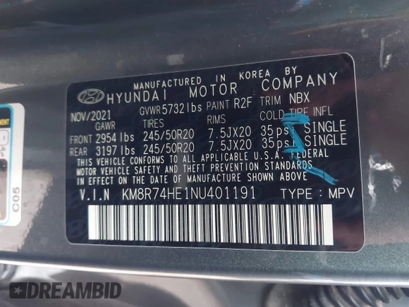 2022 Hyundai Palisade Calligraphy z VIN KM8R74HE1NU401191, wystawiony jako IAAI lot #41914554 z przebiegiem 64 205 mil mil oraz . Historia ofert i sprzedaży dostępna na DreamBid. Obrazek 9.