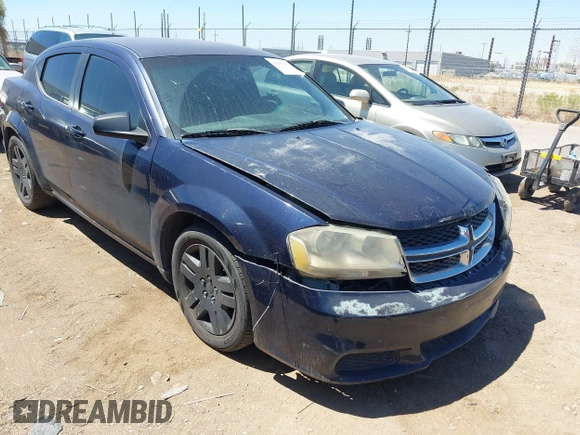 2014 Dodge Avenger SE with VIN 1C3CDZAB2EN129927, listed as a IAAI auction lot 42087663 with 197,339 mi miles. Bid and sale history available at carsss.com. Image 1.