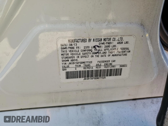 2014 Infiniti Q50 Premium with VIN JN1BV7AP0EM677325, listed as a Copart auction lot 47006435 with 137,238 mi miles and Salvage Title. Bid and sale history available at carsss.com. Image 12.