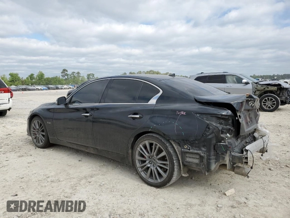 2019 Infiniti Q50 Red Sport 400 with VIN JN1FV7APXKM760676, listed as a Copart auction lot 53042805 with 112,374 mi miles and Salvage title. Bid and sale history available at DreamBid. Image 2.