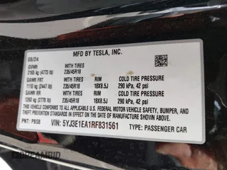 2024 Tesla Model 3 with VIN 5YJ3E1EA1RF831561, listed as a IAAI auction lot 41789046 with 13,603 mi miles. Bid and sale history available at carsss.com. Image 9.