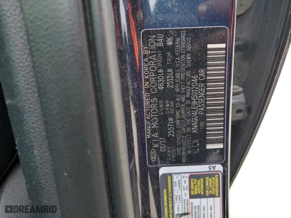 2017 Kia Optima Hybrid EX with VIN KNAGU4LE9H5012046, listed as a Copart auction lot 45362885 with 93,719 mi miles and Salvage Title. Bid and sale history available at carsss.com. Image 12.