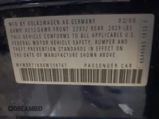 2006 Volkswagen Rabbit z VIN WVWDR71KX6W139767, wystawiony jako IAAI lot #41569399 z przebiegiem 229 724 mil mil oraz . Historia ofert i sprzedaży dostępna na DreamBid. Obrazek 9.