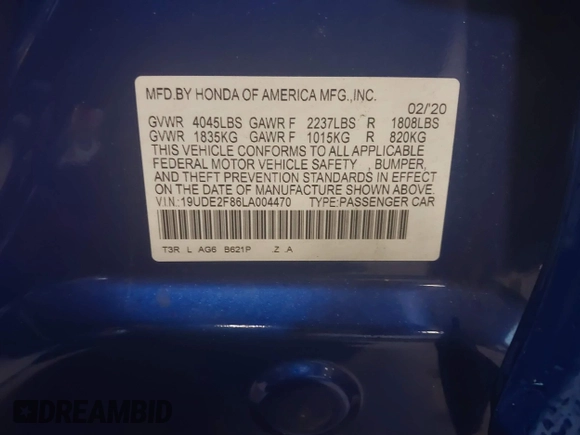 2020 Acura ILX w/Premium/A-SPEC Pkg with VIN 19UDE2F86LA004470, listed as a IAAI auction lot 41621206 with 137,054 mi miles. Bid and sale history available at carsss.com. Image 9.