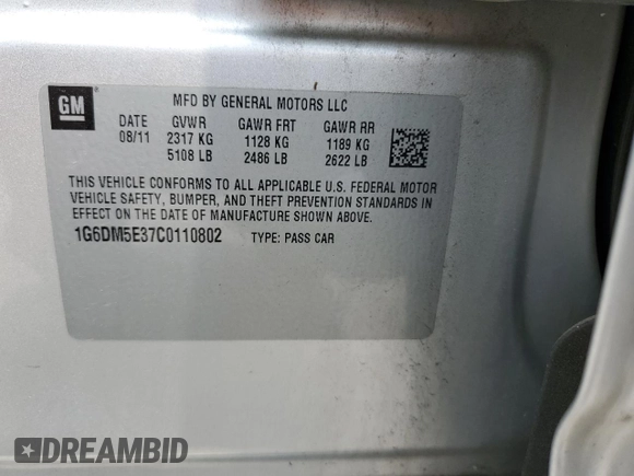 2012 Cadillac CTS Performance с VIN 1G6DM5E37C0110802, выставлен на аукционе Copart как лот 60733335 с пробегом 200 273 миль миль и Чистый • Clean title. История ставок и продаж доступна на DreamBid. Изображение 13.