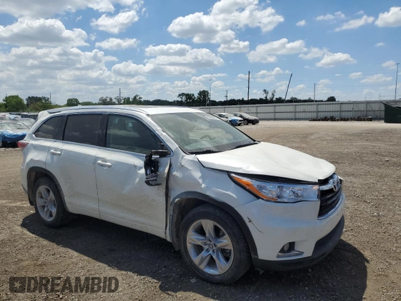 2016 Toyota Highlander Limited with VIN 5TDDKRFH2GS334499, listed as a Copart auction lot 56685955 with 100,605 mi miles and Salvage title. Bid and sale history available at DreamBid. Image 4.