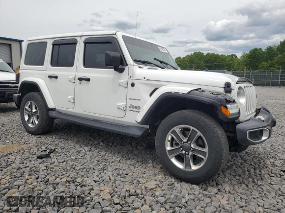 2020 Jeep Wrangler Unlimited Sahara with VIN 1C4HJXENXLW224455, listed as a Copart auction lot 58184255 with 42,885 mi miles and Salvage title. Bid and sale history available at DreamBid. Image 4.