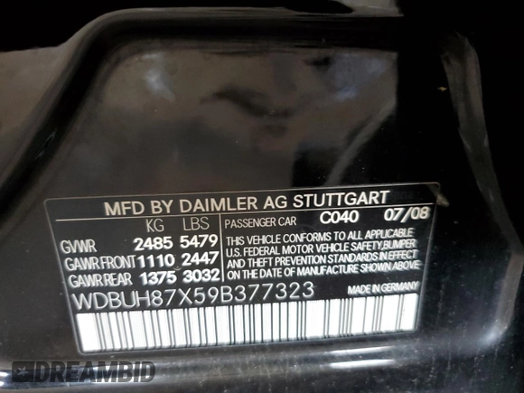 2009 Mercedes-Benz E 350 with VIN WDBUH87X59B377323, listed as a Copart auction lot 57089875 with 159,274 mi miles and Non Repairable. Bid and sale history available at DreamBid. Image 15.