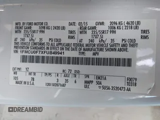 2015 Ford Escape S with VIN 1FMCU0F7XFUB49941, listed as a IAAI auction lot 42111681 with 133,775 mi miles. Bid and sale history available at carsss.com. Image 9.