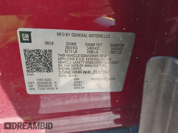 2020 Chevrolet Traverse LT с VIN 1GNERHKW4LJ137167, выставлен на аукционе IAAI как лот 42144005 с пробегом 45 053 миль миль и . История ставок и продаж доступна на DreamBid. Изображение 9.