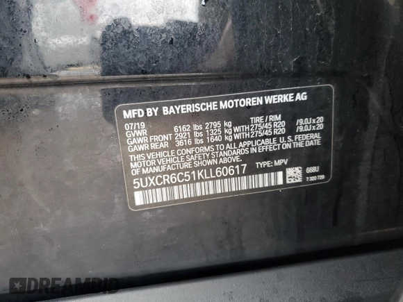 2019 BMW X5 xDrive40i with VIN 5UXCR6C51KLL60617, listed as a Copart auction lot 47344975 with 90,436 mi miles and Salvage Title. Bid and sale history available at carsss.com. Image 15.