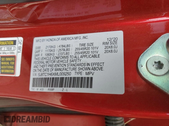 2021 Acura RDX w/A-Spec Package с VIN 5J8TC1H6XML009250, выставлен на аукционе Copart как лот 86872864 с пробегом 47 532 миль миль и Списание • Salvage title. История ставок и продаж доступна на DreamBid. Изображение 14.