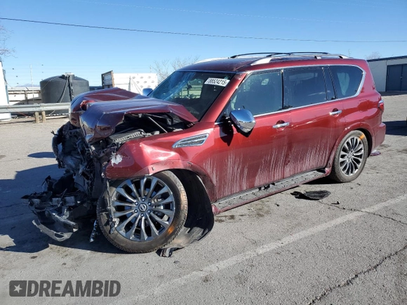 2023 Nissan Armada Platinum with VIN JN8AY2DA3P9402830, listed as a Copart auction lot 88524215 with 19,561 mi miles and Salvage Title. Bid and sale history available at carsss.com. Image 1.