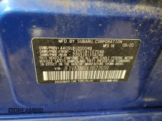 2020 Subaru WRX Limited with VIN JF1VA1N60L8822699, listed as a Copart auction lot 61814595 with 74,434 mi miles and Salvage title. Bid and sale history available at DreamBid. Image 13.