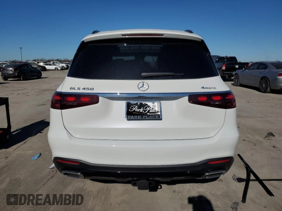 2025 Mercedes-Benz GLS with VIN 4JGFF5KEXSB300520, listed as a Copart auction lot 85600354 with 273 mi miles and Salvage Title. Bid and sale history available at carsss.com. Image 6.