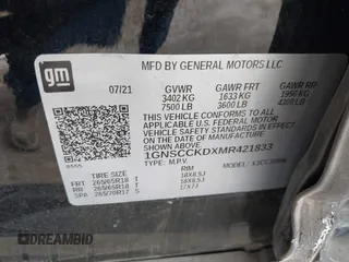 2021 Chevrolet Suburban LT z VIN 1GNSCCKDXMR421833, wystawiony jako IAAI lot #41738389 z przebiegiem 56 757 mil mil oraz . Historia ofert i sprzedaży dostępna na DreamBid. Obrazek 9.