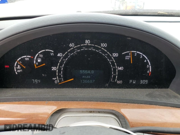 2001 Mercedes-Benz S-Class with VIN WDBNG70J51A177866, listed as a Copart auction lot 48329325 with 136,687 mi miles and Clean Title. Bid and sale history available at carsss.com. Image 9.