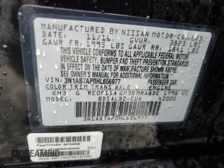 2017 Nissan Sentra SV with VIN 3N1AB7AP0HL656977, listed as a Copart auction lot 50976695 with 102,517 mi miles and Salvage Title. Bid and sale history available at carsss.com. Image 13.