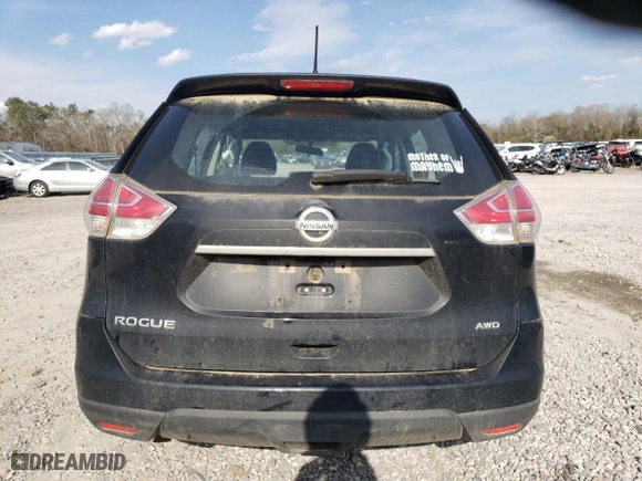 2016 Nissan Rogue SV with VIN KNMAT2MV5GP594325, listed as a Copart auction lot 47031955 with 104,882 mi miles and Salvage Title. Bid and sale history available at carsss.com. Image 6.