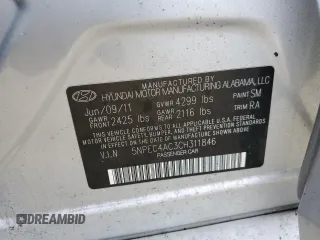 2012 Hyundai Sonata 2.4L Limited PZEV with VIN 5NPEC4AC3CH311846, listed as a Copart auction lot 73308784 with Not Provided miles and Non Repairable. Bid and sale history available at carsss.com. Image 13.