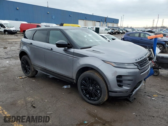 2025 Land Rover Range Rover Evoque Dynamic SE with VIN SALZL2FX9SH265589, listed as a Copart auction lot 46866035 with 7,254 mi miles and Salvage Title. Bid and sale history available at carsss.com. Image 4.