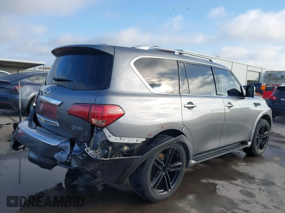 2015 Infiniti QX80 with VIN JN8AZ2NF9F9573216, listed as a IAAI auction lot 41774534 with 171,650 mi miles and . Bid and sale history available at DreamBid. Image 4.