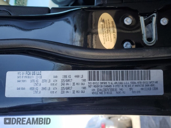 2019 Jeep Compass Latitude z VIN 3C4NJCBB7KT658181, wystawiony jako Copart lot #51850085 z przebiegiem 56 235 mil mil oraz Szkoda całkowita • Salvage title. Historia ofert i sprzedaży dostępna na DreamBid. Obrazek 14.