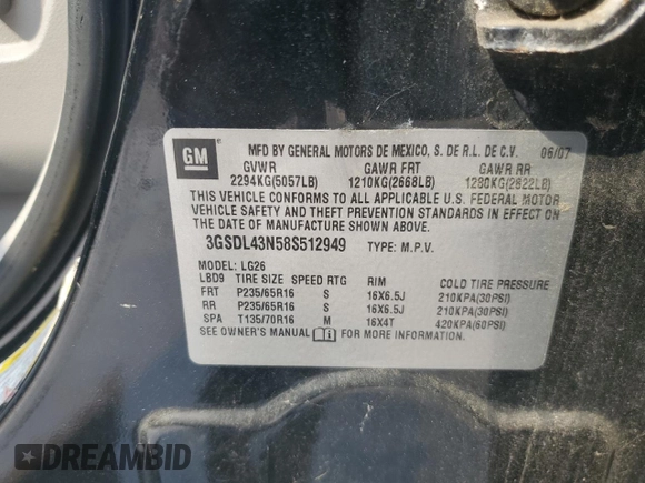 2008 Saturn VUE XE z VIN 3GSDL43N58S512949, wystawiony jako Copart lot #59468185 z przebiegiem 121 368 mil mil oraz Czysty tytuł • Clean title. Historia ofert i sprzedaży dostępna na DreamBid. Obrazek 13.