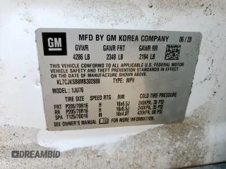 2021 Chevrolet Trax LS with VIN KL7CJKSB8MB302888, listed as a Copart auction lot 58416215 with 43,794 mi miles and Salvage title. Bid and sale history available at DreamBid. Image 12.