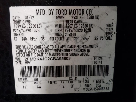 2012 Ford Edge SEL with VIN 2FMDK4JC2CBA95803, listed as a Copart auction lot 45644895 with 162,518 mi miles and Salvage Title. Bid and sale history available at carsss.com. Image 12.