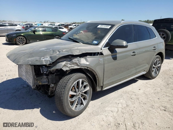 2023 Audi Q5 S line Premium Plus with VIN WA1EAAFY9P2007852, listed as a Copart auction lot 49415385 with 25,296 mi miles and Salvage Title. Bid and sale history available at carsss.com. Image 1.