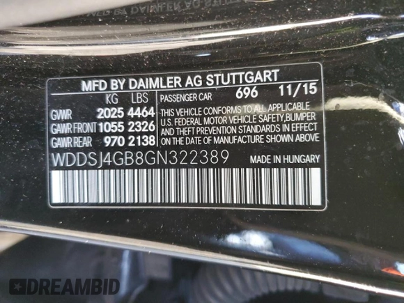 2016 Mercedes-Benz CLA 250 with VIN WDDSJ4GB8GN322389, listed as a Copart auction lot 42562954 with 72,868 mi miles and . Bid and sale history available at DreamBid. Image 12.
