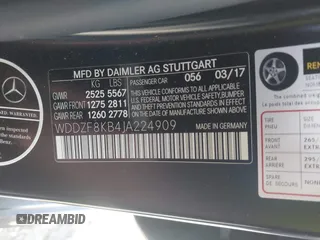 2018 Mercedes-Benz E 63 S AMG with VIN WDDZF8KB4JA224909, listed as a IAAI auction lot 41652066 with 56,712 mi miles and . Bid and sale history available at DreamBid. Image 9.