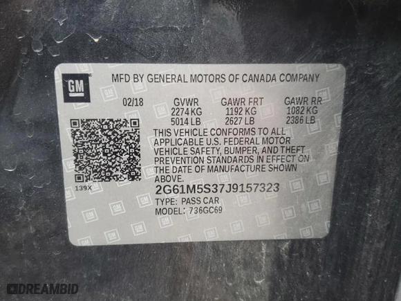 2018 Cadillac XTS Luxury with VIN 2G61M5S37J9157323, listed as a Copart auction lot 44264925 with 0 mi miles and Salvage Title. Bid and sale history available at carsss.com. Image 12.