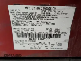 2014 Ford Taurus SEL with VIN 1FAHP2E83EG155185, listed as a Copart auction lot 54262355 with 0 mi miles and Salvage Title. Bid and sale history available at carsss.com. Image 13.