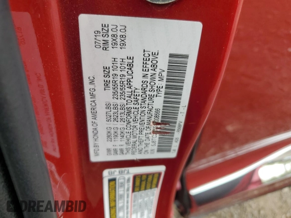2020 Acura RDX w/Technology Pkg with VIN 5J8TC2H55LL008566, listed as a Copart auction lot 71938734 with 60,735 mi miles and Salvage Title. Bid and sale history available at carsss.com. Image 15.