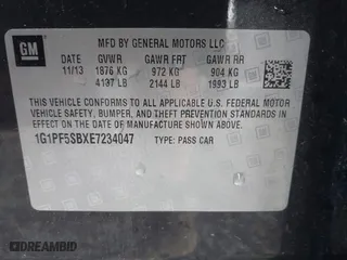 2014 Chevrolet Cruze 2LT with VIN 1G1PF5SBXE7234047, listed as a IAAI auction lot 40885552 with 145,345 mi miles. Bid and sale history available at carsss.com. Image 9.