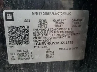 2019 Chevrolet Traverse LT Leather with VIN 1GNEVHKW1KJ211865, listed as a Copart auction lot 83752034 with 163,299 mi miles and Salvage Title. Bid and sale history available at carsss.com. Image 13.