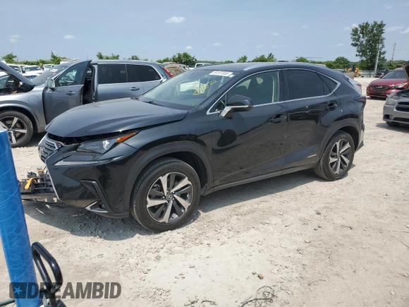 2021 Lexus NX 300h with VIN JTJGJRDZ7M2158822, listed as a Copart auction lot 59157055 with 28,314 mi miles and Salvage title. Bid and sale history available at DreamBid. Image 1.