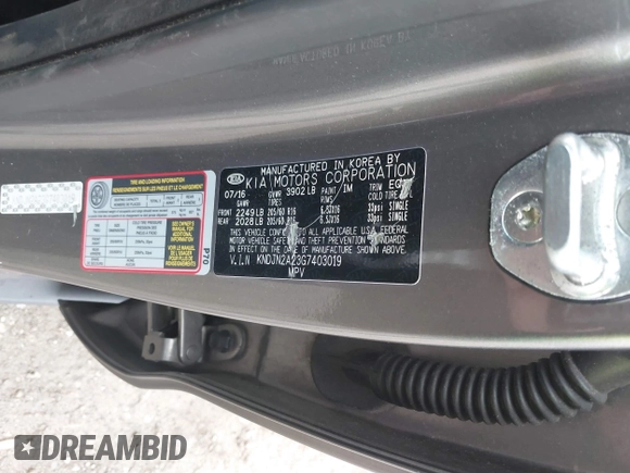 2016 Kia Soul with VIN KNDJN2A23G7403019, listed as a IAAI auction lot 40449894 with 51,247 mi miles. Bid and sale history available at carsss.com. Image 9.
