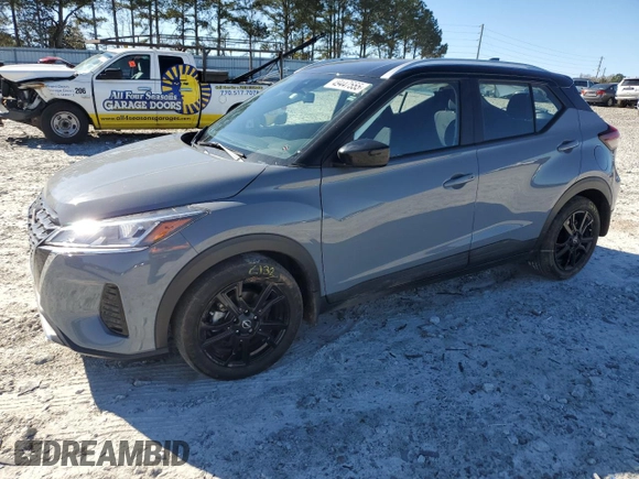 2022 Nissan Kicks SV with VIN 3N1CP5CV9NL508011, listed as a Copart auction lot 49447555 with 51,412 mi miles and Salvage Title. Bid and sale history available at carsss.com. Image 1.