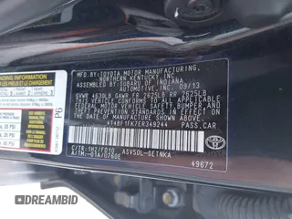 2014 Toyota Camry L with VIN 4T4BF1FK7ER349244, listed as a IAAI auction lot 42040599 with 186,545 mi miles. Bid and sale history available at carsss.com. Image 9.